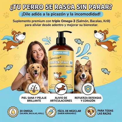 Suplemento de aceite de salmón Natural Premium 100% para perros - Omega Max