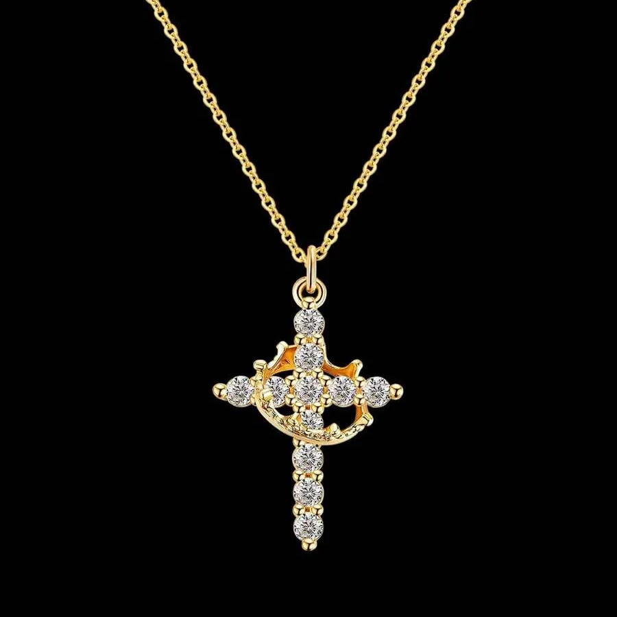 Collar de Gargantilla con Colgante de Cruz y Corona