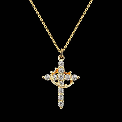 Collar de Gargantilla con Colgante de Cruz y Corona