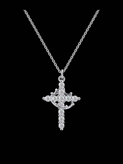 Collar de Gargantilla con Colgante de Cruz y Corona