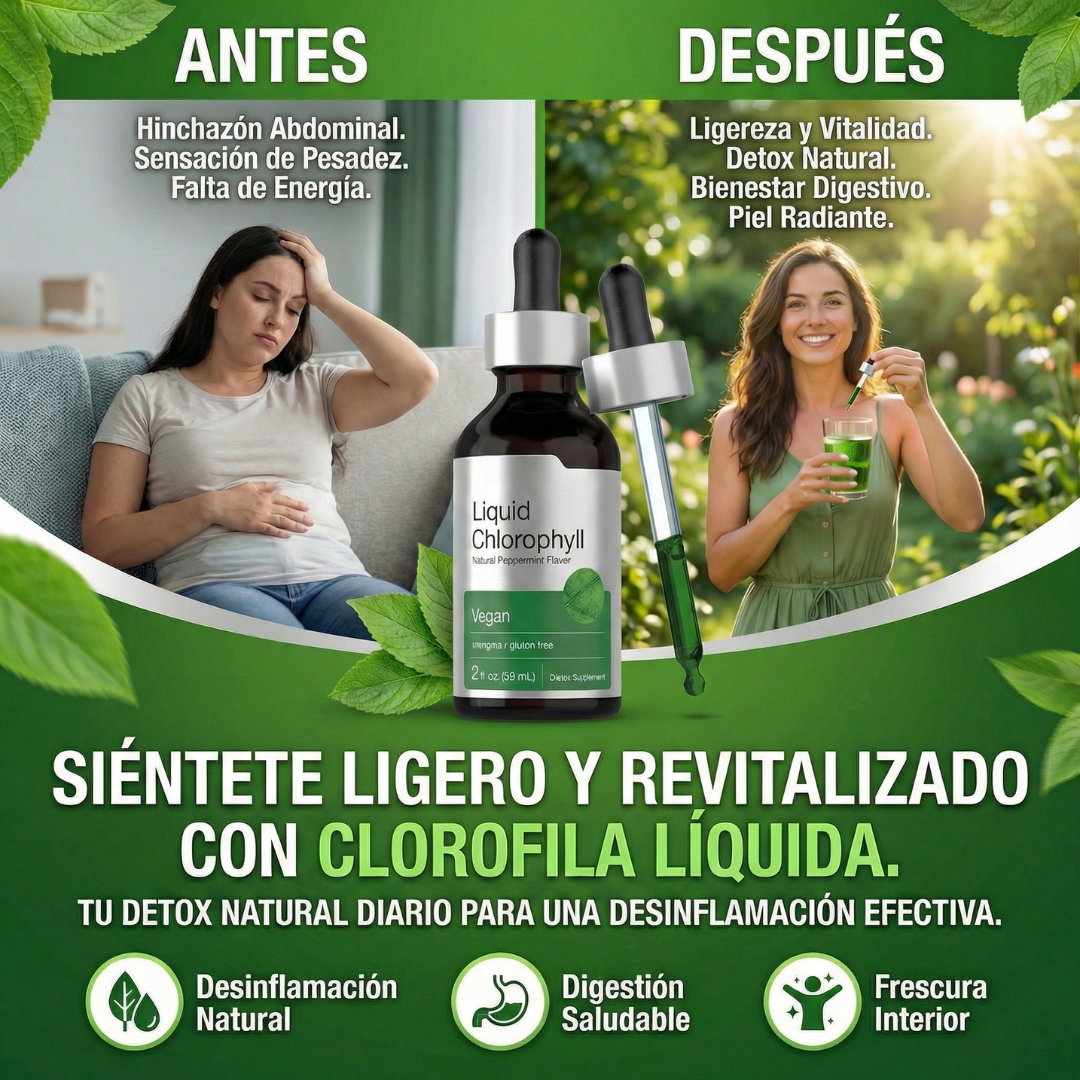 Clorofila Líquida Detoxifica, Desinflama y Purifica en Dos Semanas