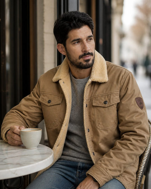 Chamarra Rifugio camel con cuello sherpa