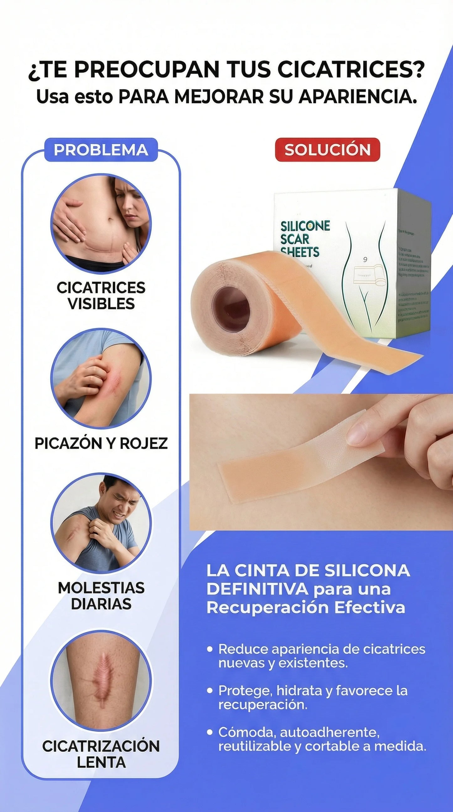 Parches restauradores para cicatrices, arrugas y estrías.