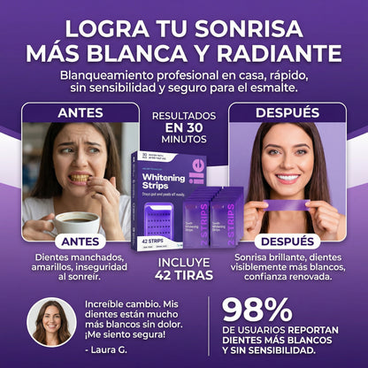 Cintas de blanqueo y fortalecimiento instantáneo para dientes x42 cintas