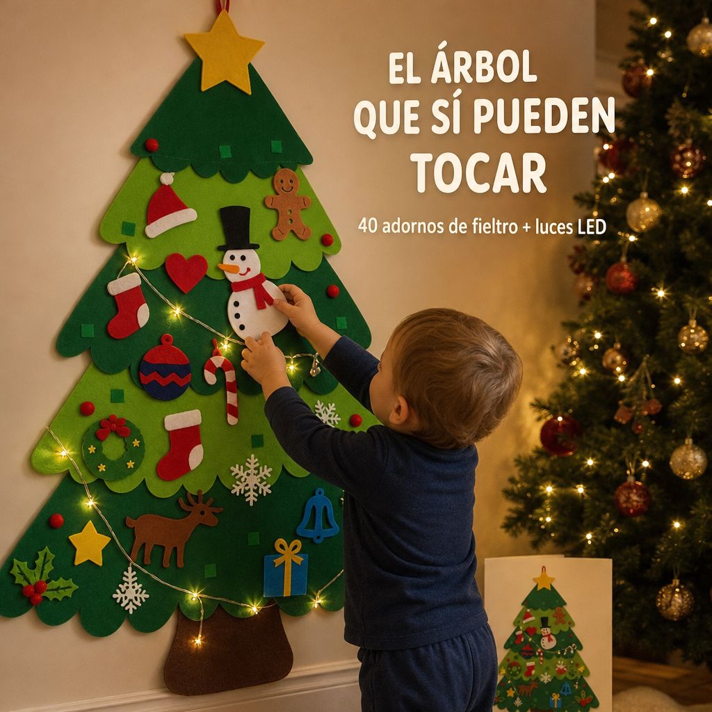 Arbolito de fieltro con luces: el árbol que sí pueden tocar