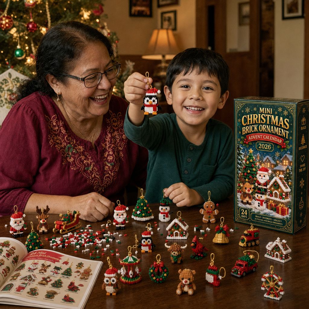 Abuela y nieto armando un pingüino