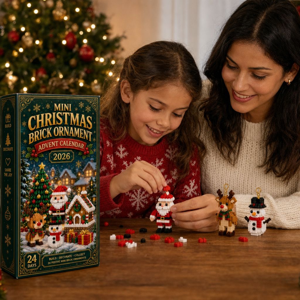 Mamá e hija armando un adorno de Santa