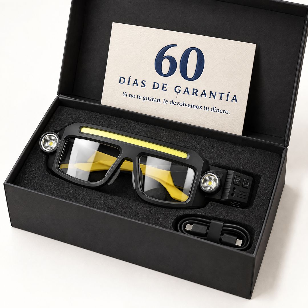 Caja de las gafas FARO con la tarjeta de 60 días de garantía