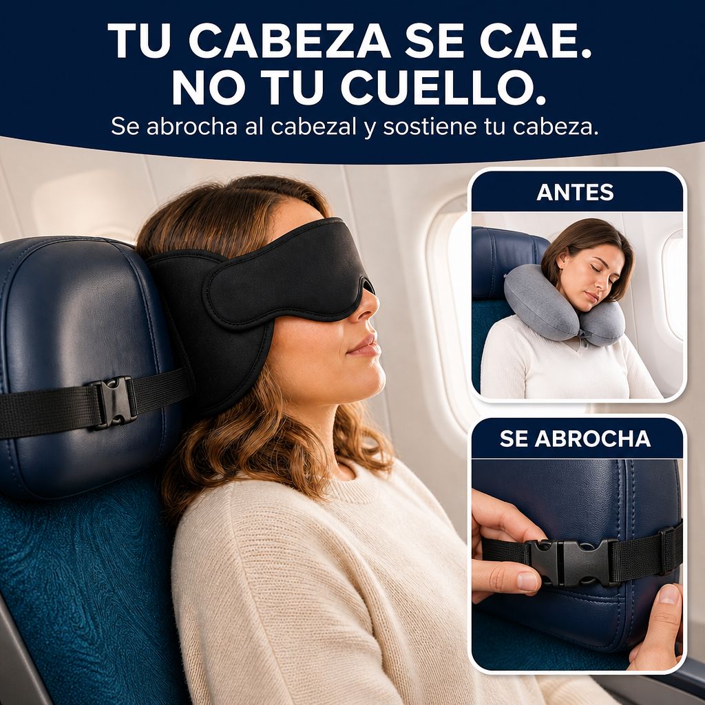Mujer dormida en el avión con Sereno puesto: tu cabeza se cae, no tu cuello