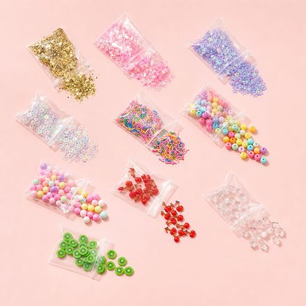 Once bolsitas de decoraciones: glitter, escarcha, perlitas, cerezas y kiwis